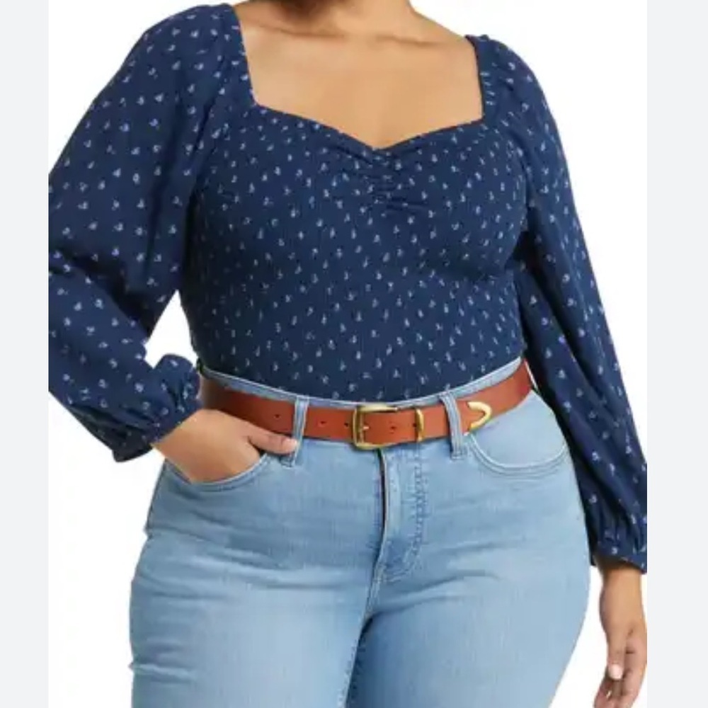 MADEWELL MILKMAID SMOCKED BALLOON SLEEVE TOP SIZE XXL COTTAGECORE NWT